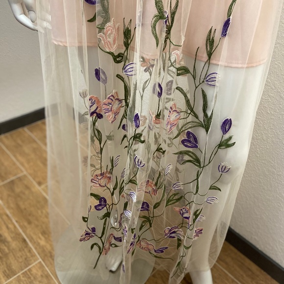SpringđEmbroidered Floral Tulle Maxi Dress Sz S - Picture 7 of 8